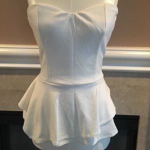 White Peplum Top
